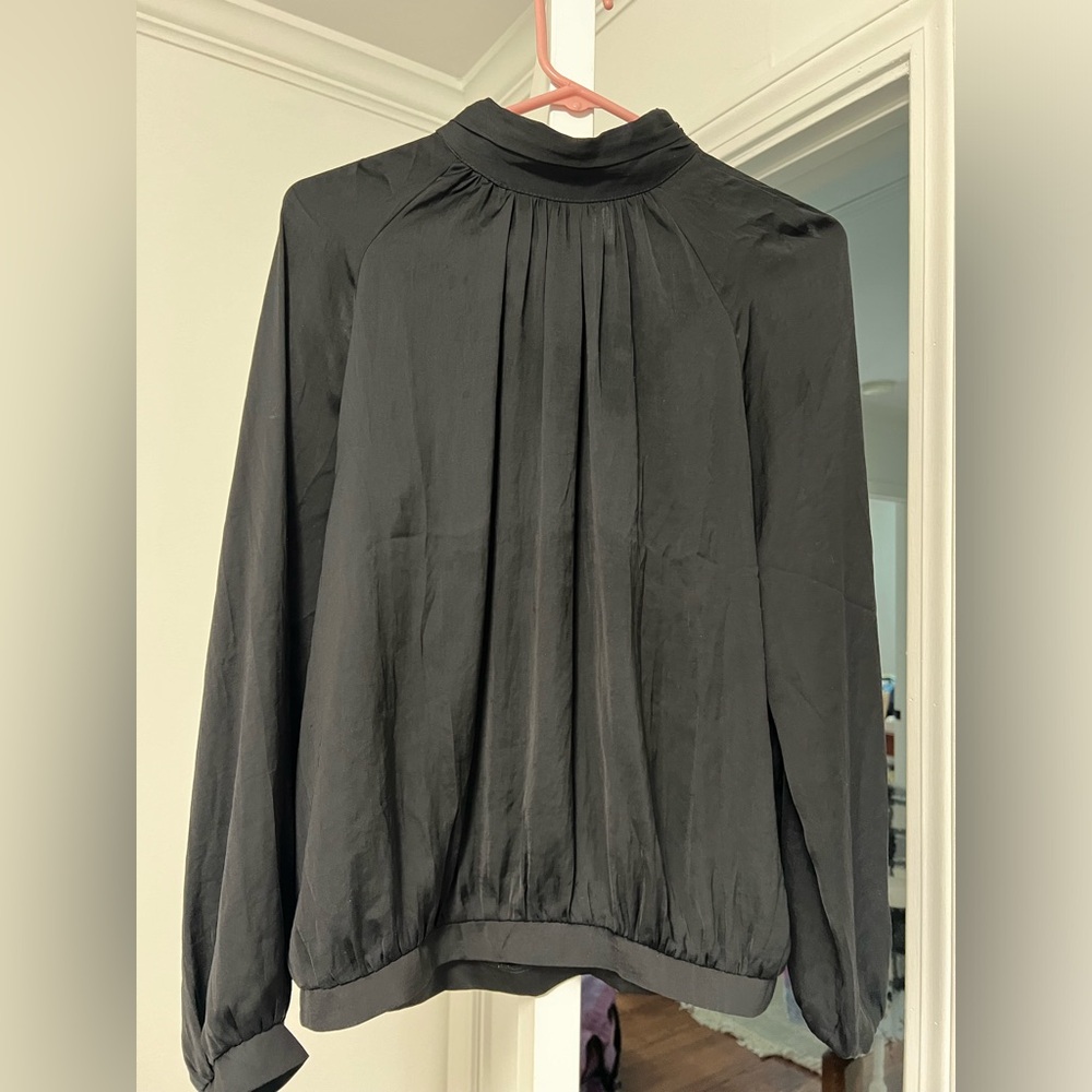 Black collared silk top, S.